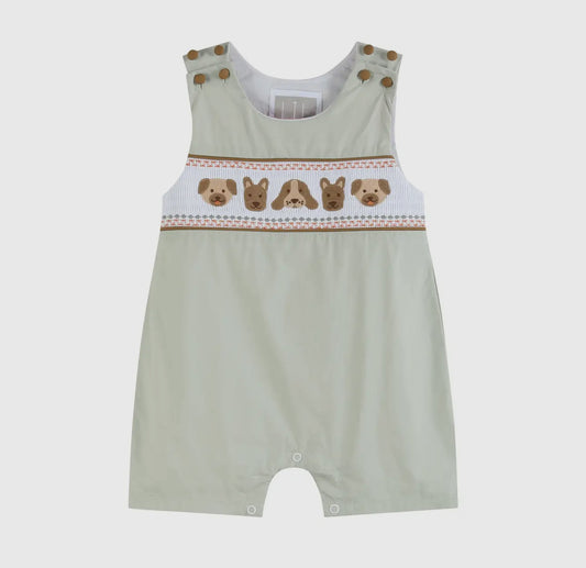 Smocked Dog Shortalls