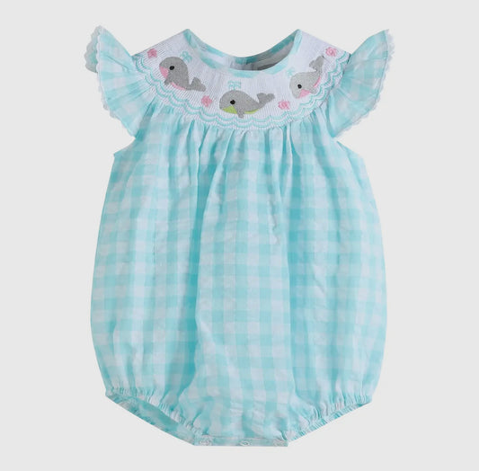Girls Smocked Whale Bubble