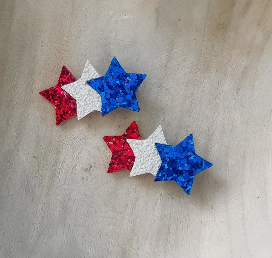 Red, White & Blue Stars Hair Clips