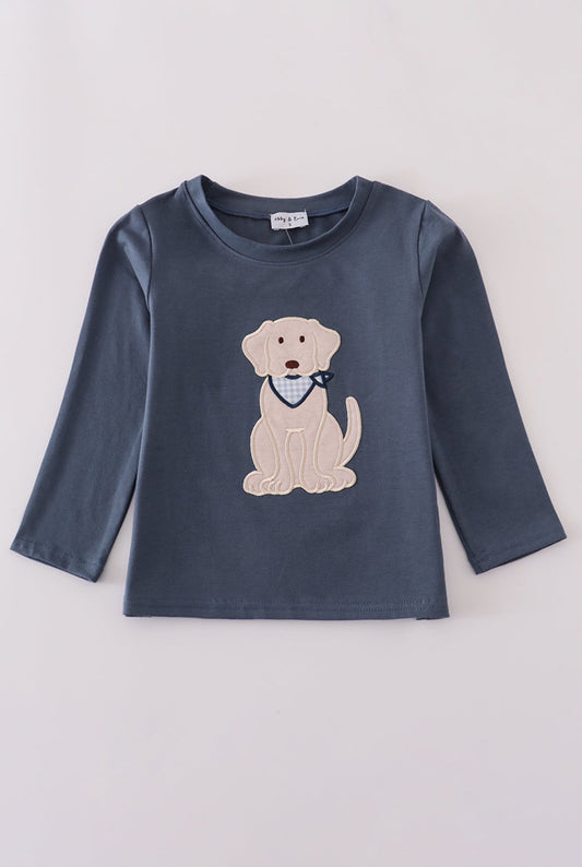 Navy Puppy Appliqué Shirt