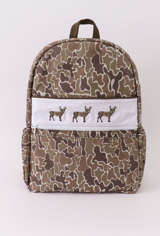 Camo Canvas Deer Embroidered Backpack